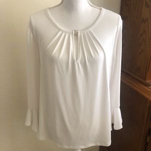 New York & Co Long Ruffle Sleeve Shirt L